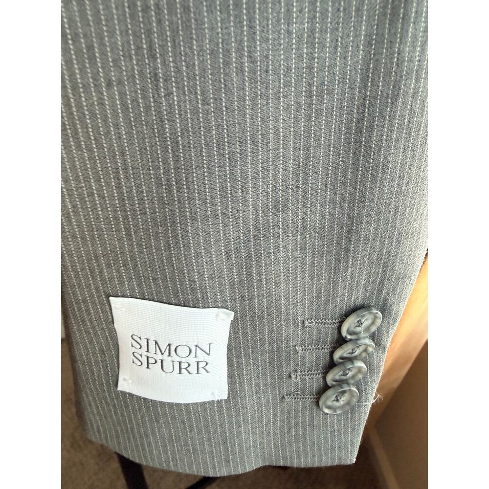 Simon Spurr Valero Wool Gray White Striped Blazer NWT 38R 32